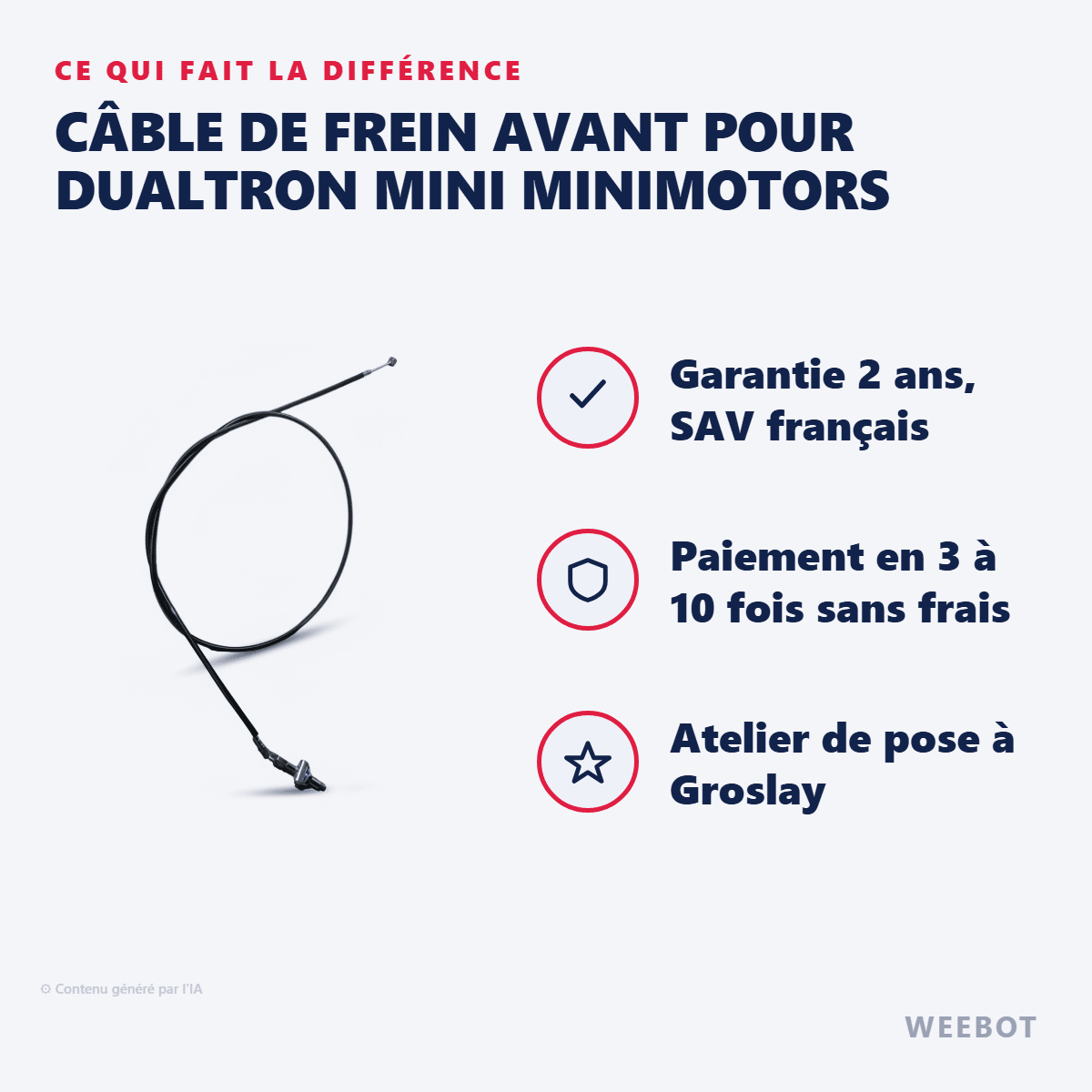 Câble de Frein Avant pour Dualtron Mini Minimotors - Weebot