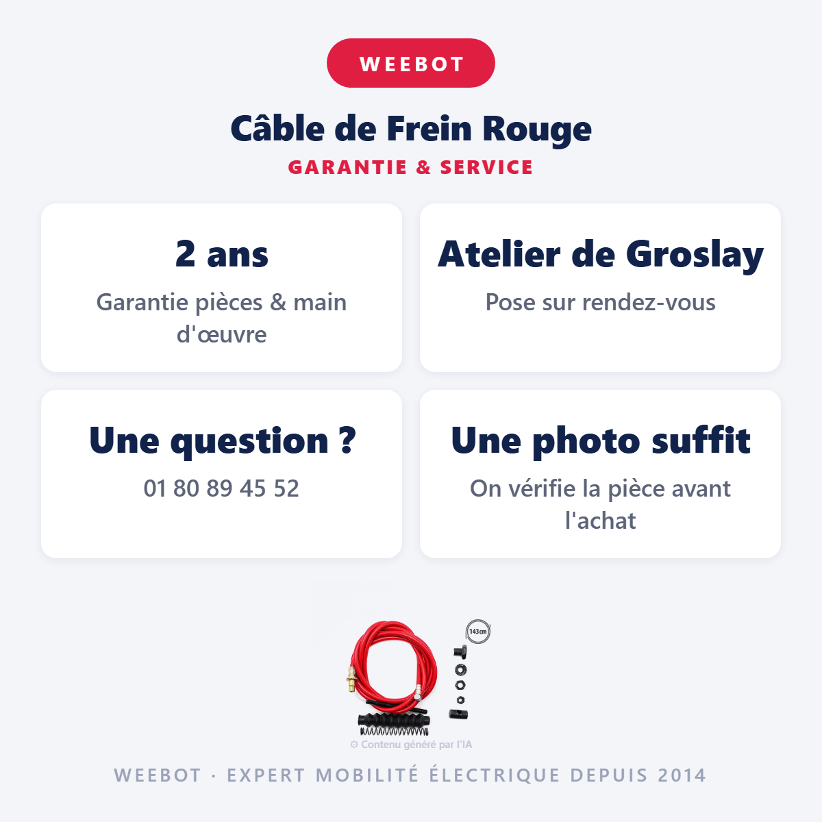 Câble de Frein Rouge : garantie 2 ans et service après-vente