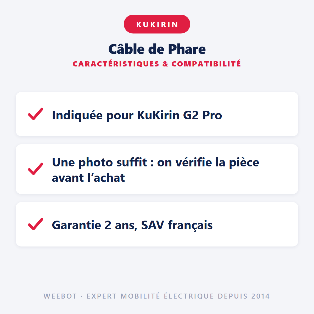 Câble de Phare pour Trottinette Électrique Kukirin G2 Pro - Weebot