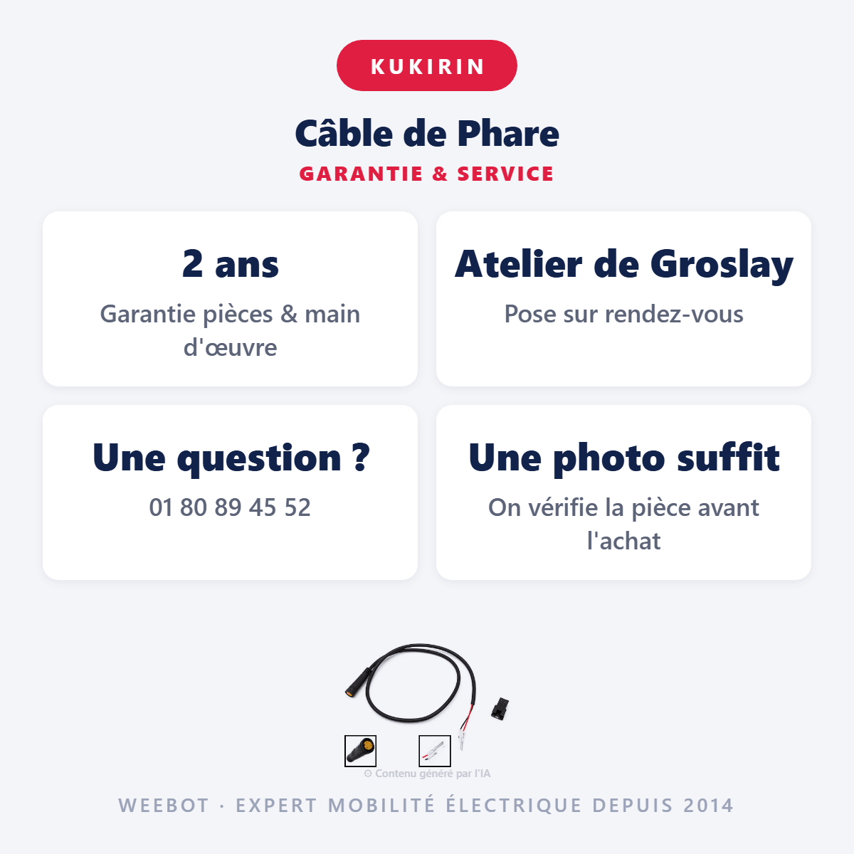 Câble de Phare pour Trottinette Électrique Kukirin G2 Pro - Weebot
