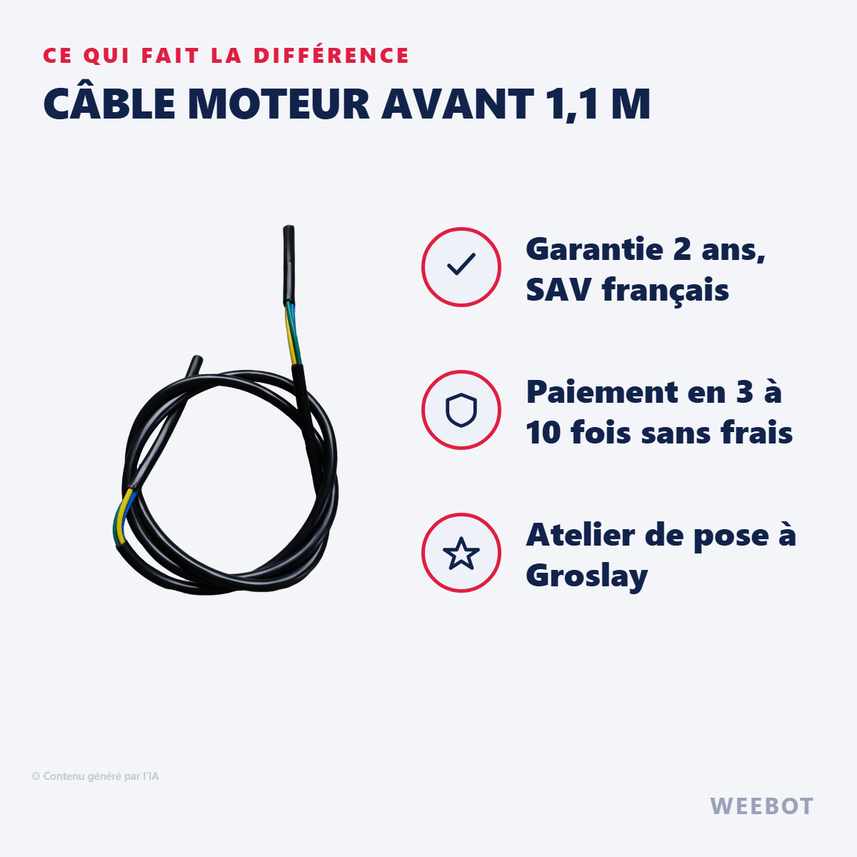 Câble Moteur Avant 1,1 m : les points forts