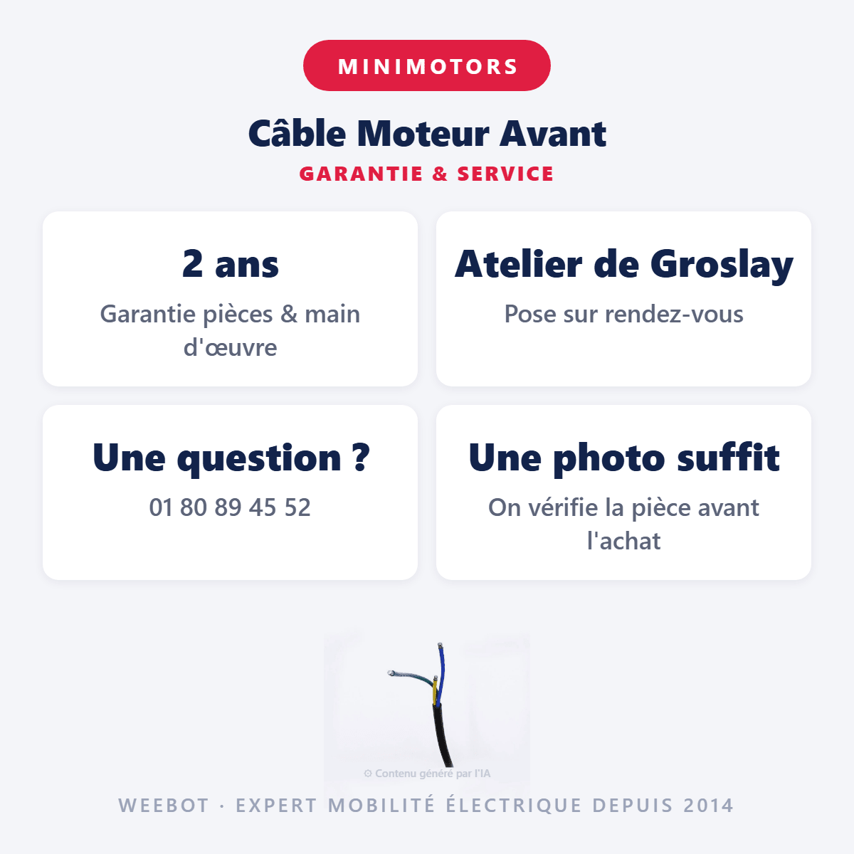 Câble Moteur Avant pour Trottinette Électrique Dualtron Storm - Weebot