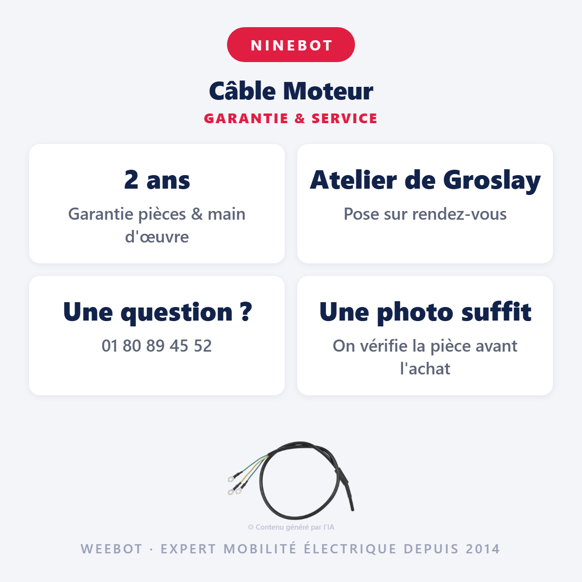 Câble Moteur : garantie 2 ans et service après-vente