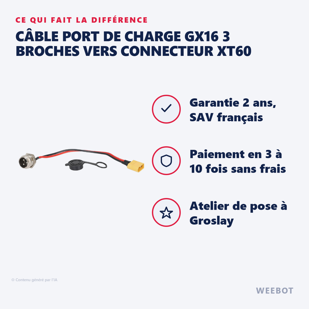 Câble Port de Charge GX16 3 Broches XT60 - Pas Cher