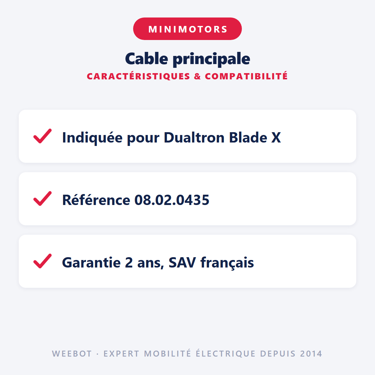 Cable principale pour Trottinette Electrique Dualtron Blade X - Weebot