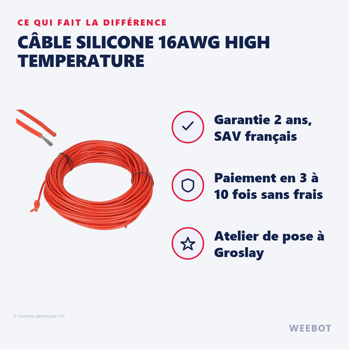 Câble Silicone 16AWG High Temperature : les points forts