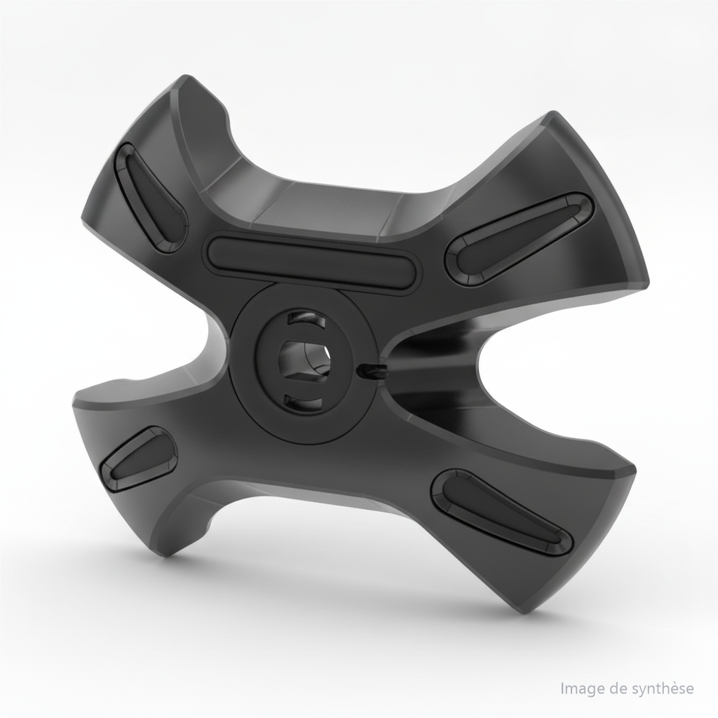 Illustration d'un cache moteur noir chromé pour trottinette électrique Dualtron X