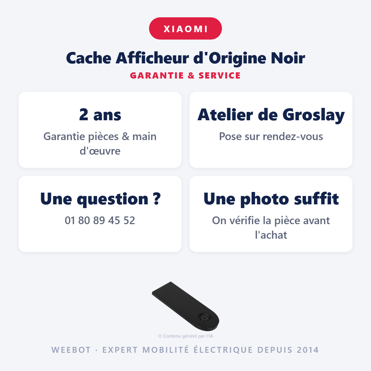 Cache Afficheur d'Origine Noir : garantie 2 ans et service après-vente