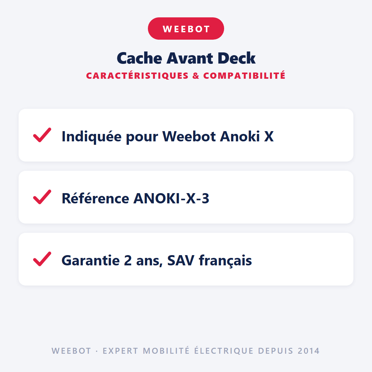 Cache Avant Deck pour Trottinette Electrique Weebot Anoki X - Weebot