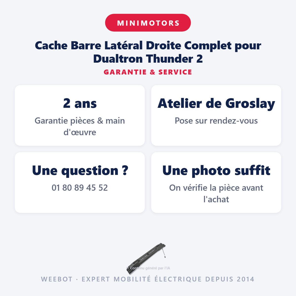 Cache Barre Latéral Droite Complet pour Dualtron Thunder 2 - Weebot