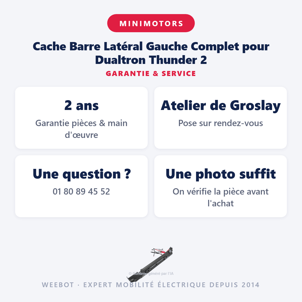 Cache Barre Latéral Gauche Complet pour Dualtron Thunder 2 - Weebot