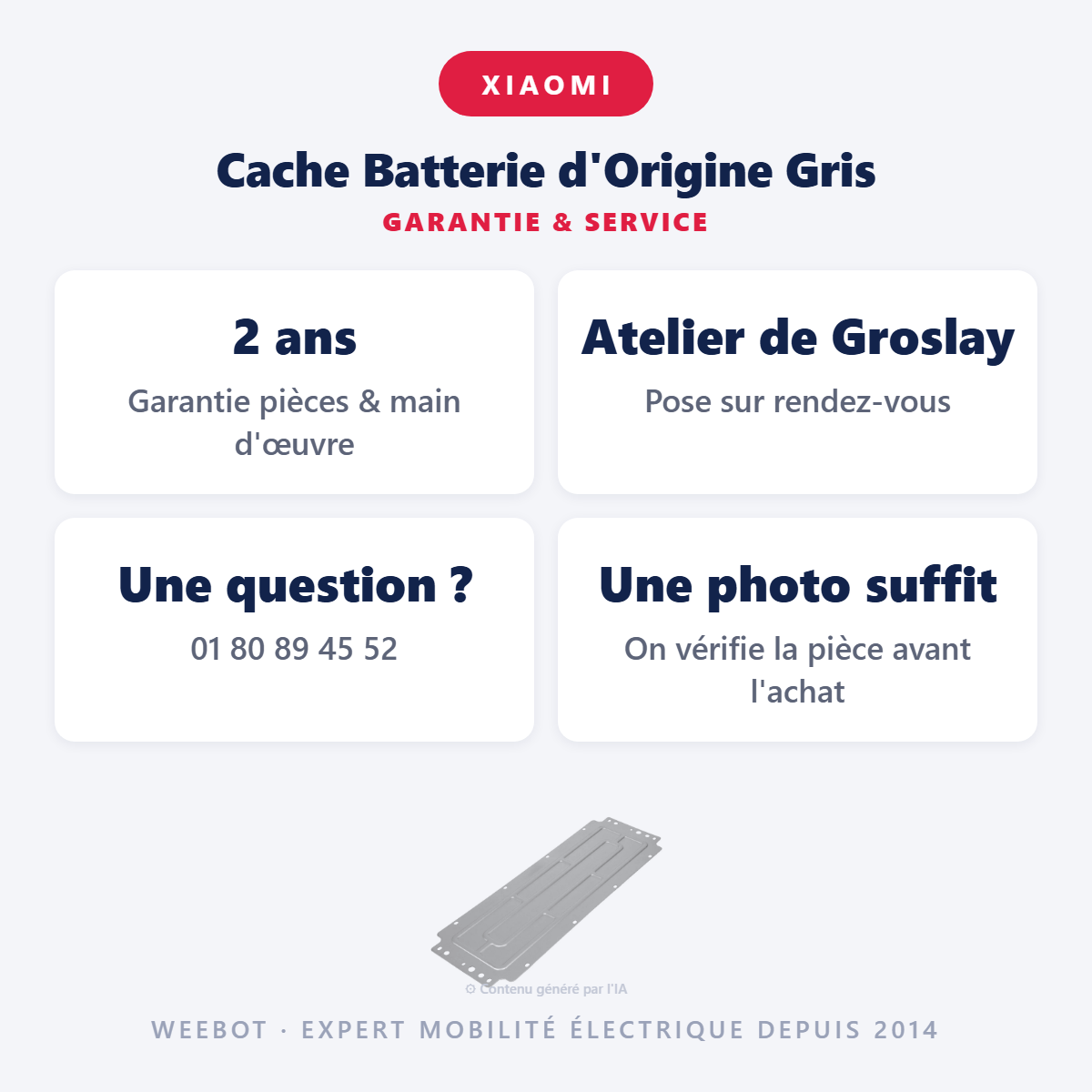 Cache Batterie d'Origine Gris : garantie 2 ans et service après-vente