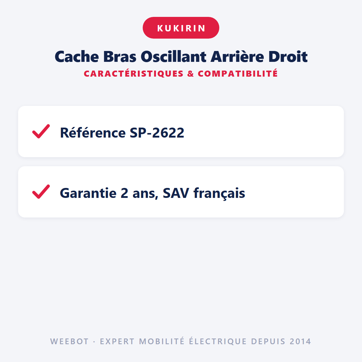 Cache Bras Oscillant Arrière Droit : caractéristiques et compatibilité