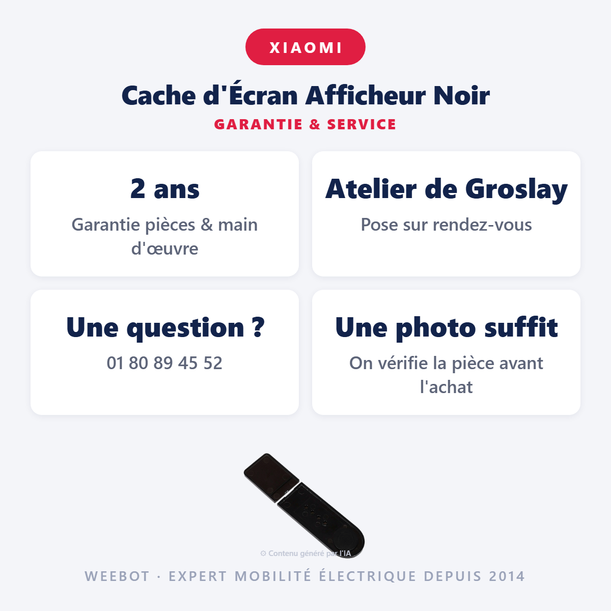 Cache d'Écran Afficheur Noir : garantie 2 ans et service après-vente