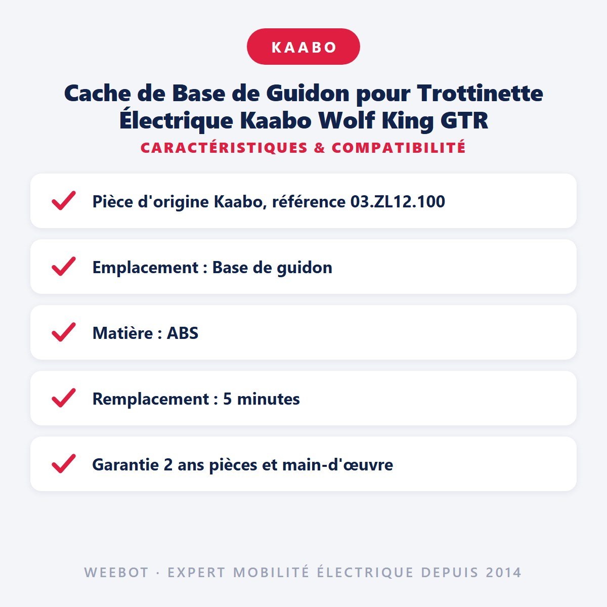 Cache de Base de Guidon pour Trottinette Électrique Kaabo Wolf King GTR - Weebot