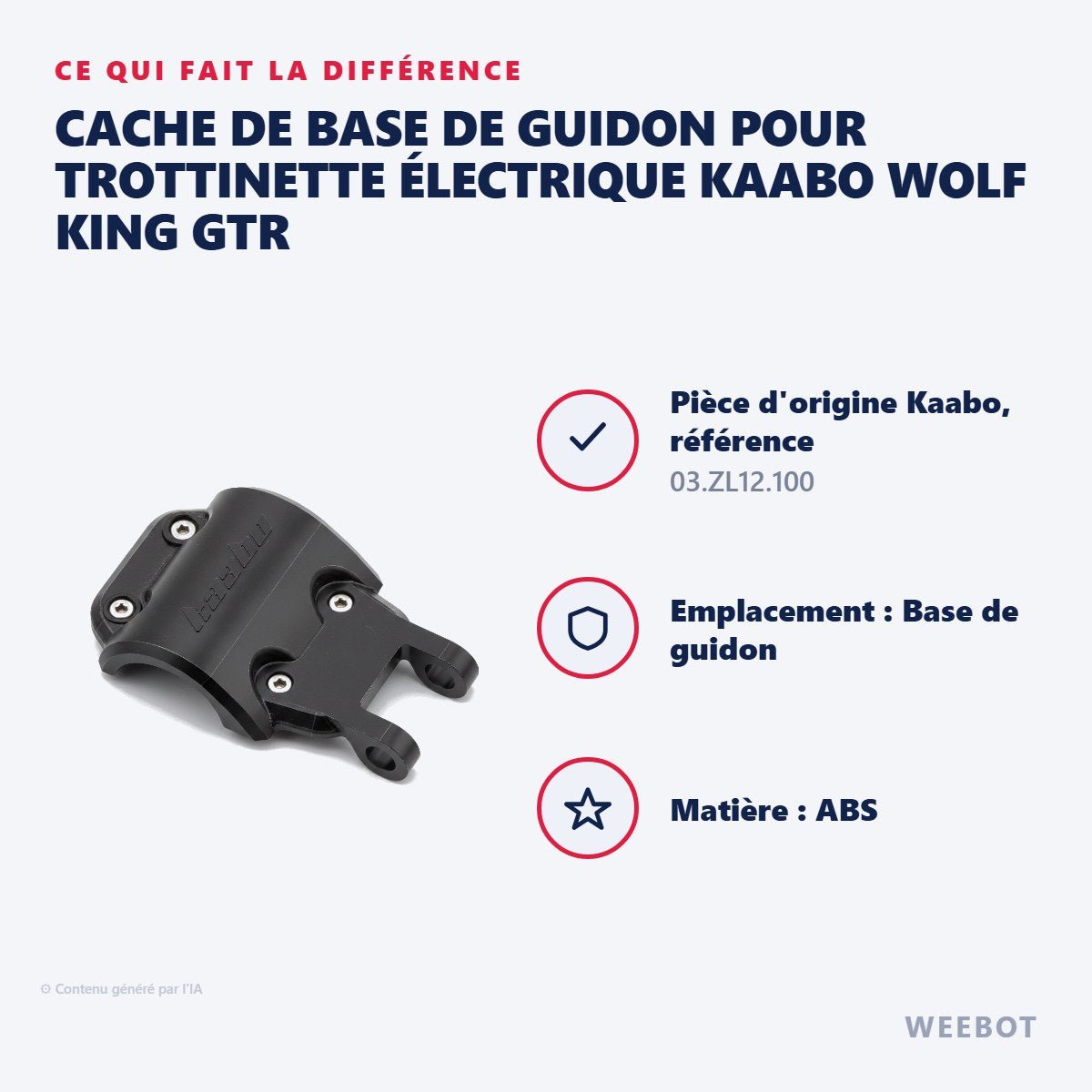 Cache de Base de Guidon pour Trottinette Électrique Kaabo Wolf King GTR - Weebot