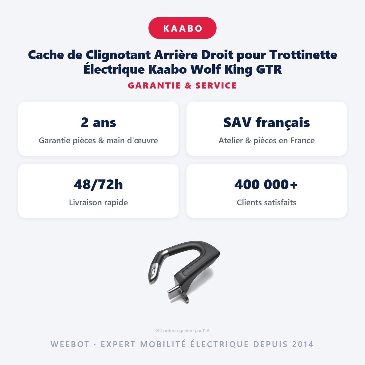 Cache de Clignotant Arrière Droit pour Trottinette Électrique Kaabo Wolf King GTR - Weebot