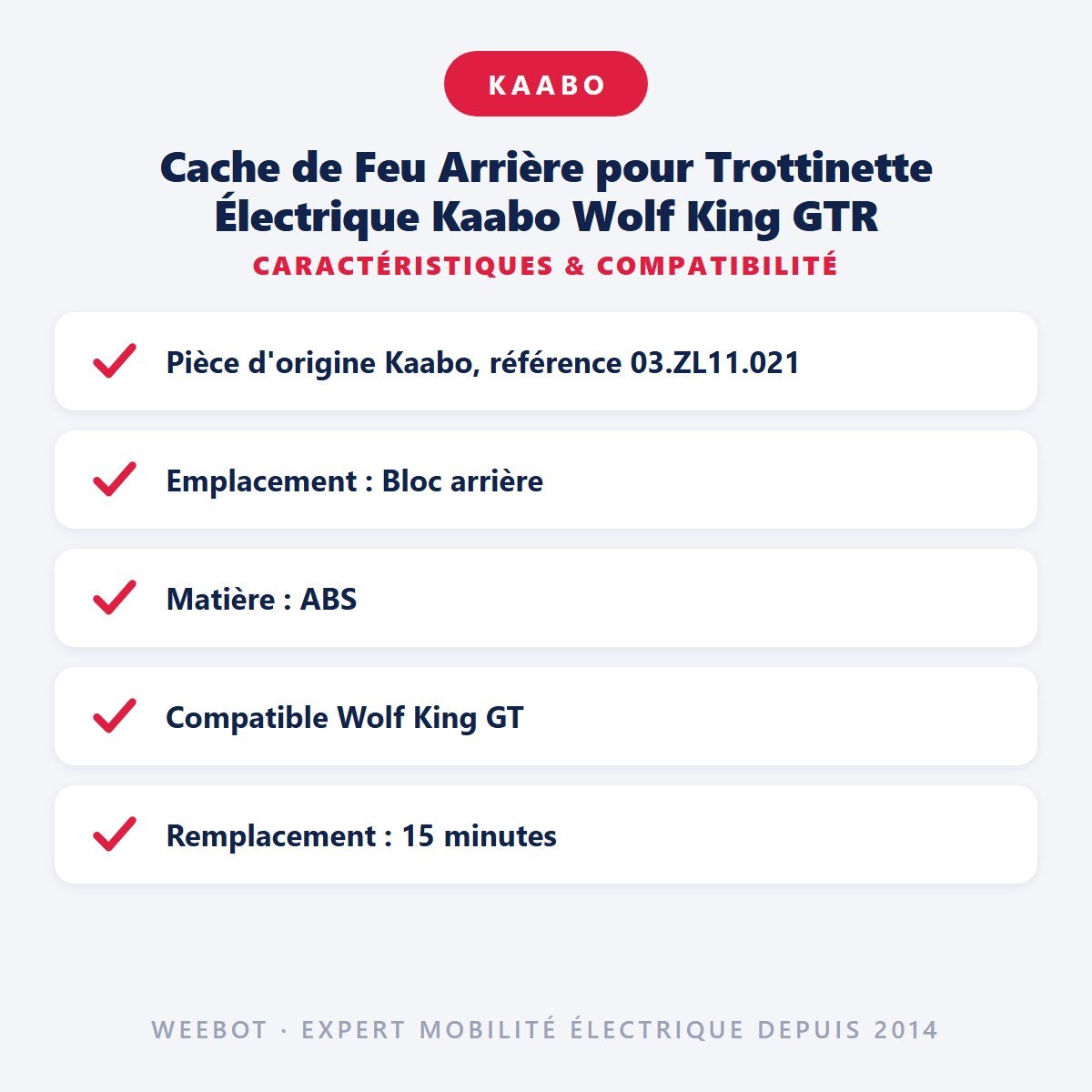 Cache de Feu Arrière pour Trottinette Électrique Kaabo Wolf King GTR - Weebot