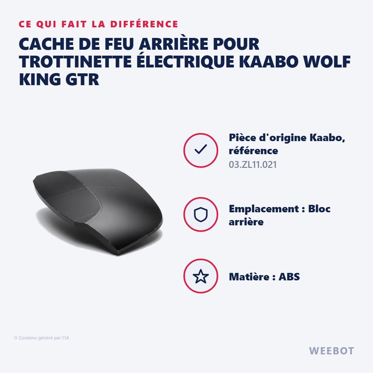 Cache de Feu Arrière pour Trottinette Électrique Kaabo Wolf King GTR - Weebot