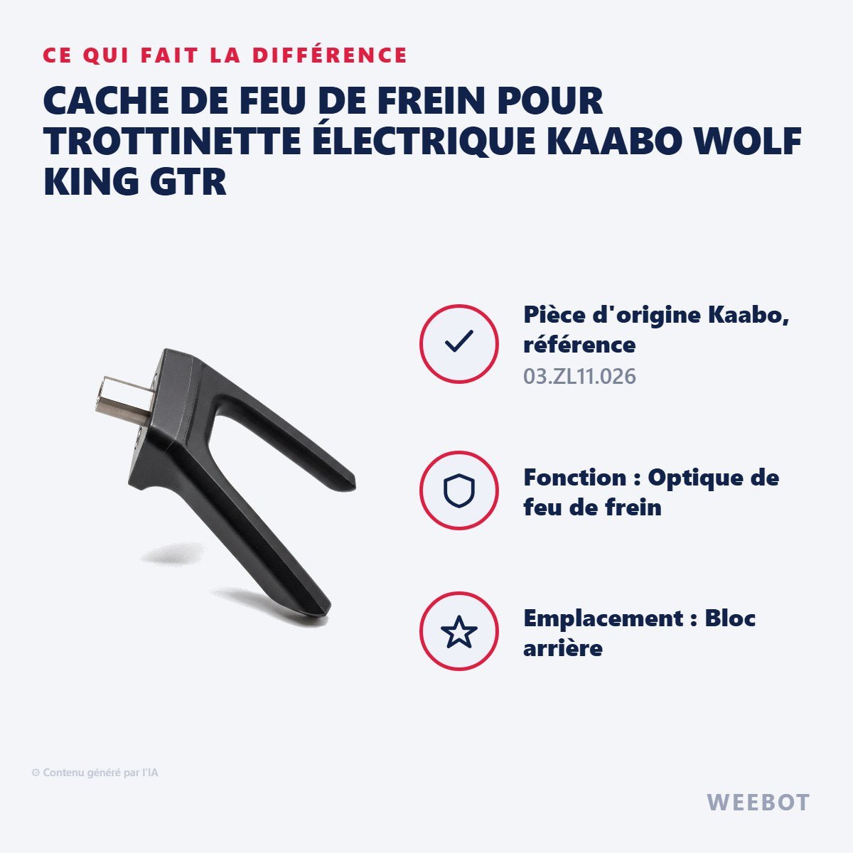 Cache de Feu de Frein pour Trottinette Électrique Kaabo Wolf King GTR - Weebot