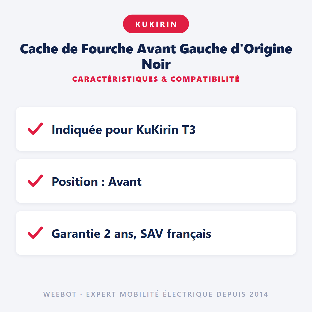 Cache de Fourche Avant Gauche d'Origine Noir : caractéristiques et compatibilité