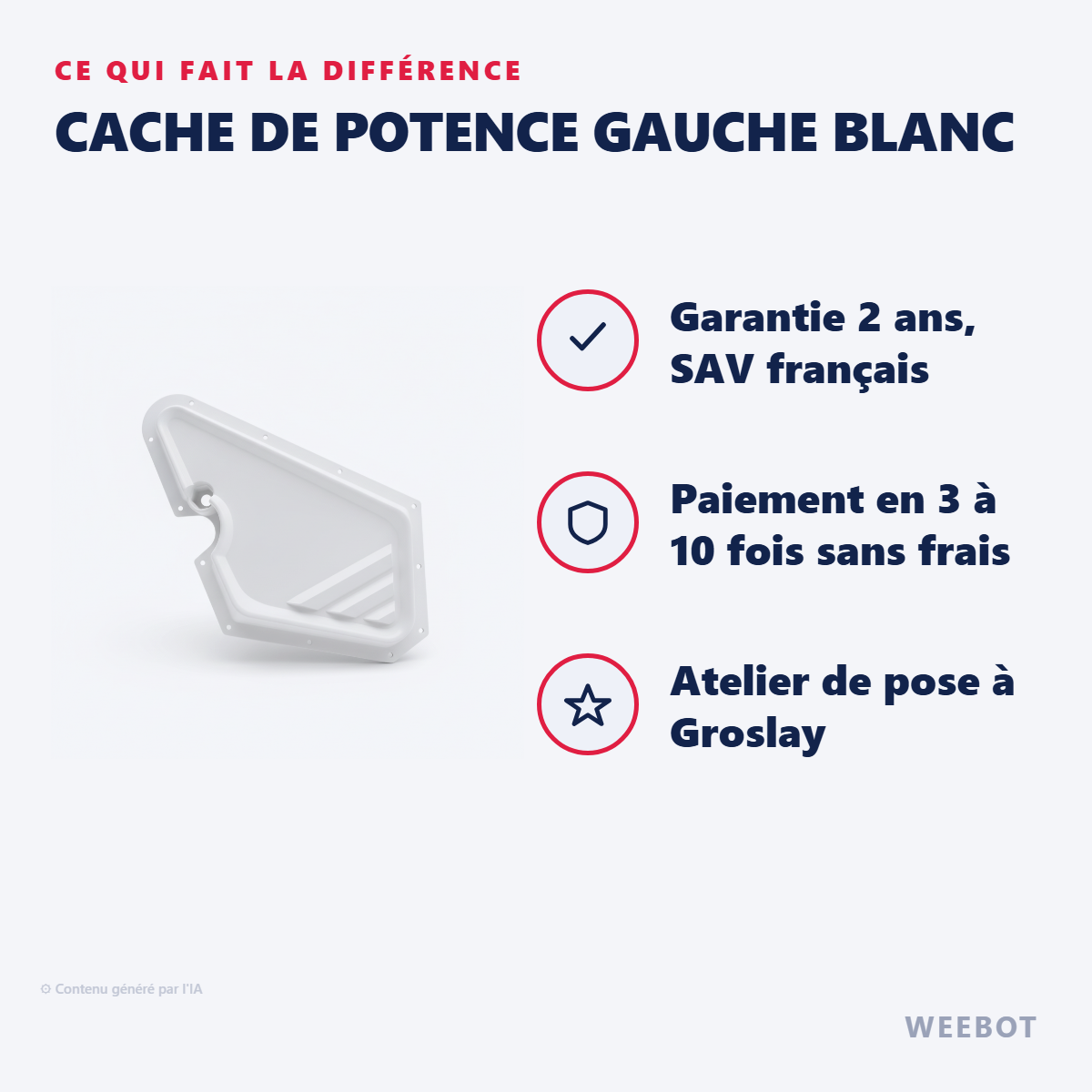 Cache de Potence Gauche Blanc : les points forts