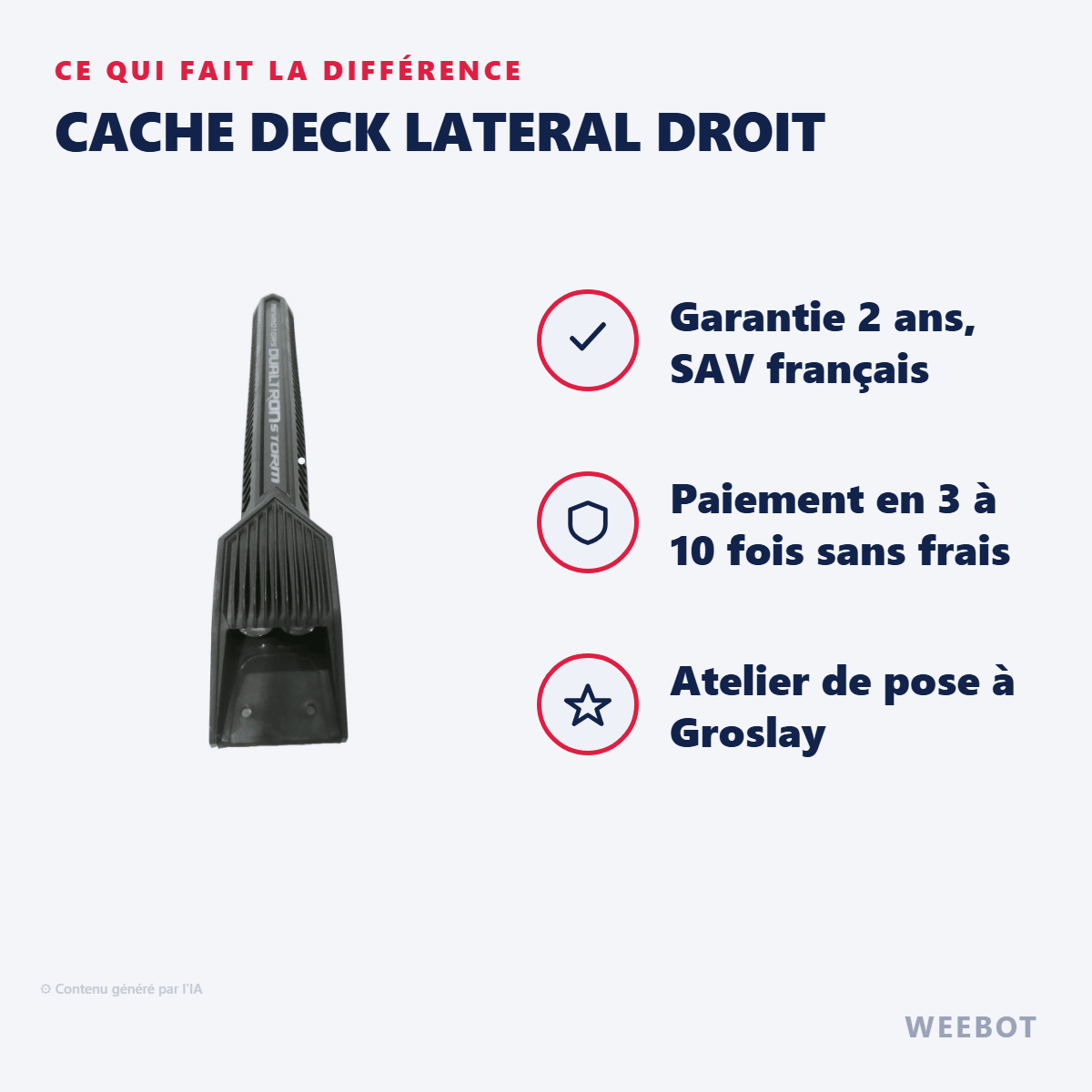Cache Deck Lateral Droit pour Trottinette Electrique Dualtron Storm - Weebot