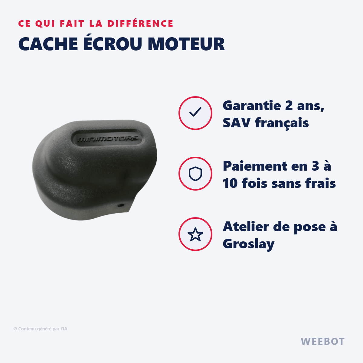 Cache Écrou Moteur pour Trottinette Electrique Dualtron Thunder 3 (Sans passage de câble) - Weebot
