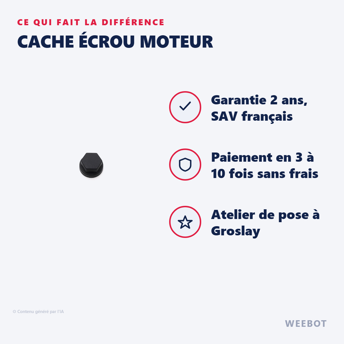 Cache Écrou Moteur : les points forts