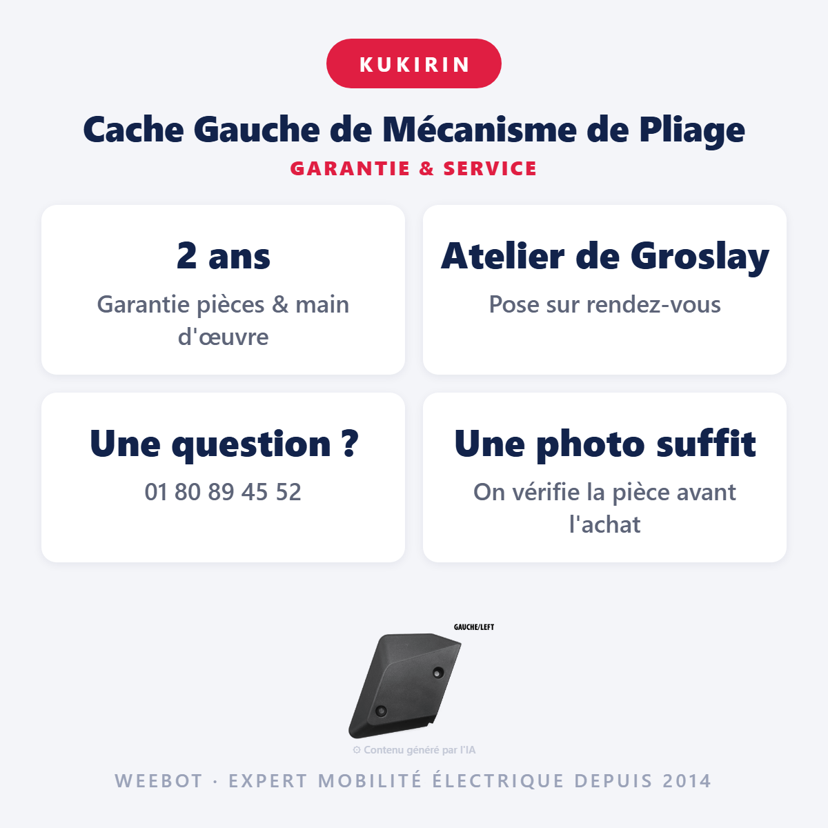 Cache Gauche de Mécanisme de Pliage : garantie 2 ans et service après-vente