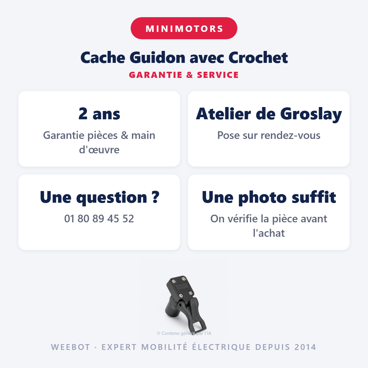 Cache Guidon avec Crochet : garantie 2 ans et service après-vente