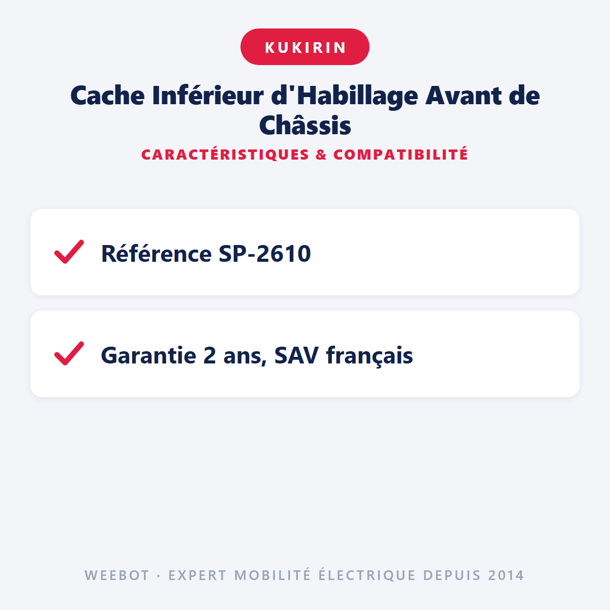 Cache Inférieur d'Habillage Avant de Châssis : caractéristiques et compatibilité