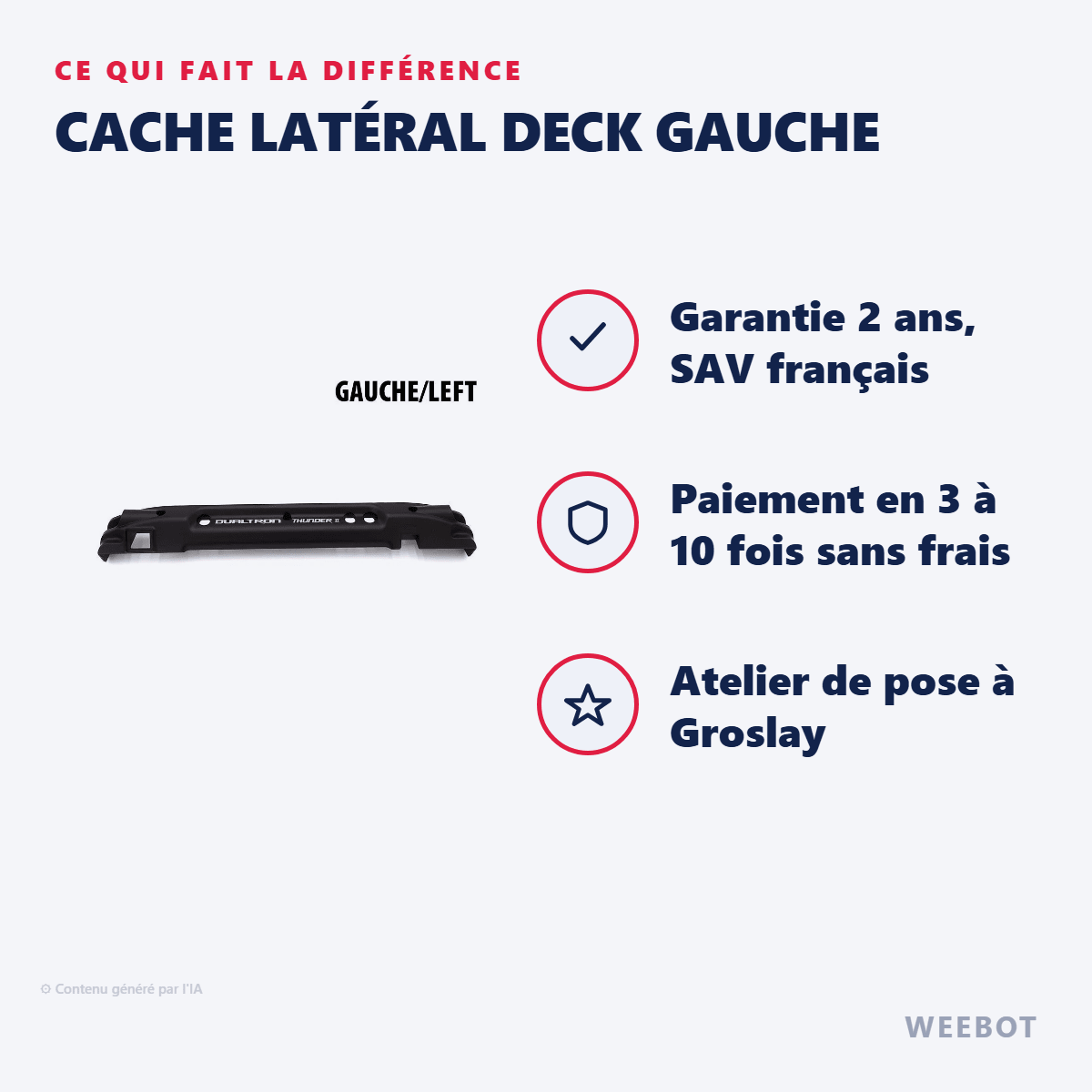 Cache Latéral Deck Gauche pour Trottinette Électrique Dualtron Thunder 2 - Weebot