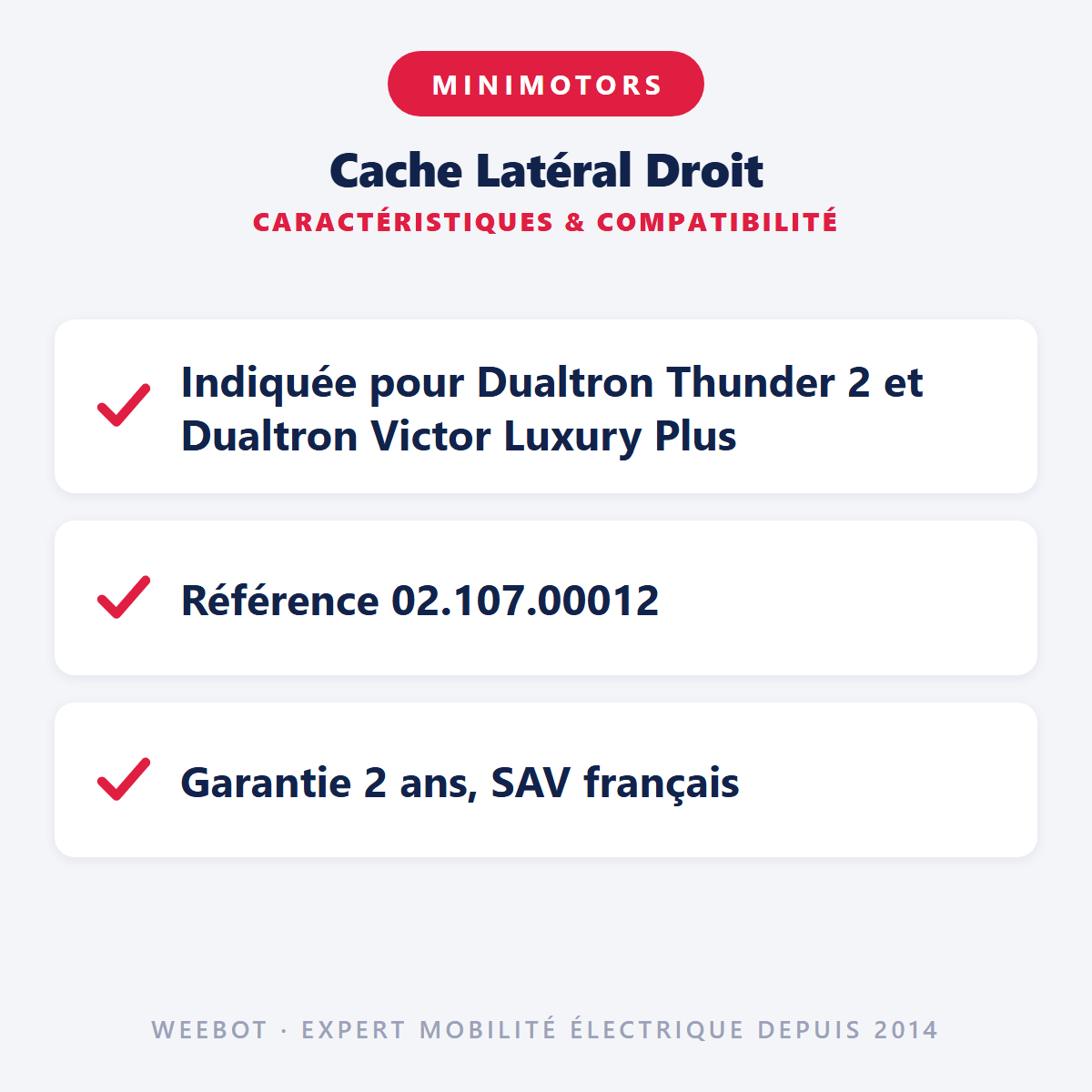 Cache Latéral Droit pour Trottinette Electrique Dualtron Victor Luxury Plus et Thunder 2 (sans Electronique) - Weebot