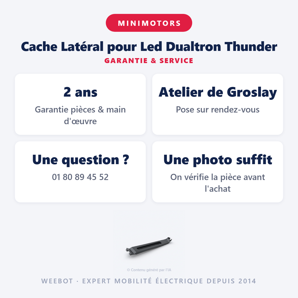Cache Latéral pour Led Dualtron Thunder : garantie 2 ans et service après-vente