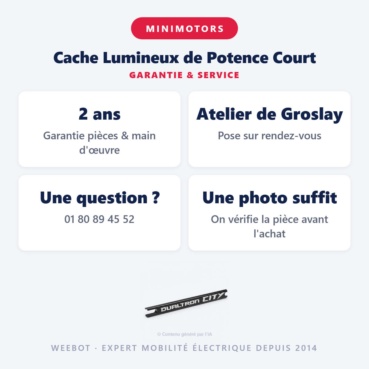 Cache Lumineux de Potence Court : garantie 2 ans et service après-vente