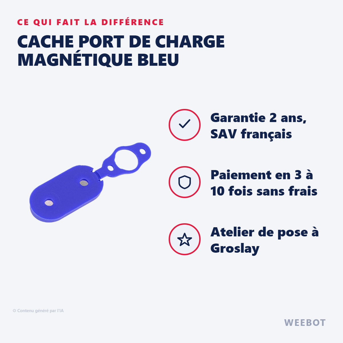 Cache Port de Charge Magnétique Bleu : les points forts