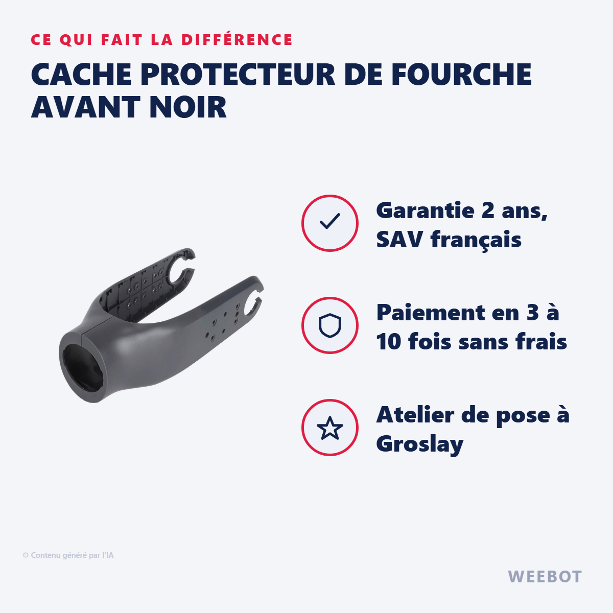 Cache Protecteur de Fourche Avant Noir : les points forts