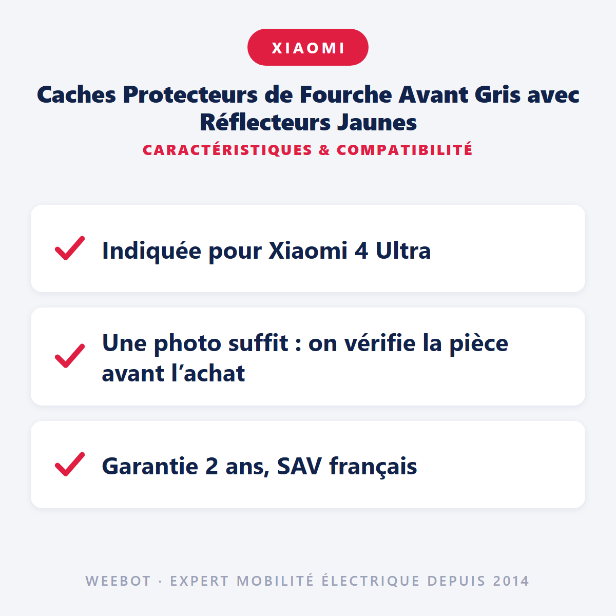Caches Protecteurs de Fourche Avant Gris avec Réflecteurs Jaunes : caractéristiques et compatibilité