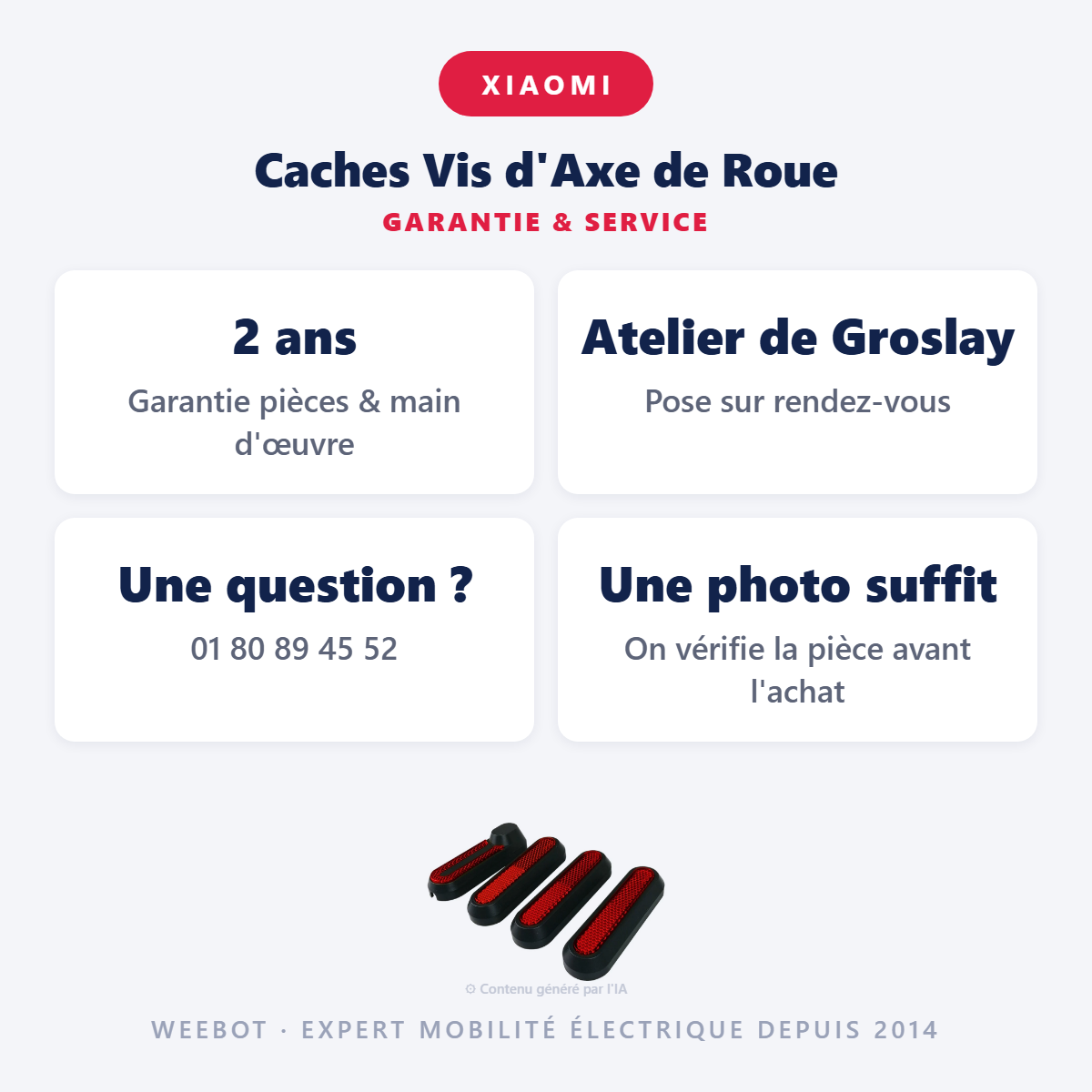 Caches Vis d'Axe de Roue : garantie 2 ans et service après-vente