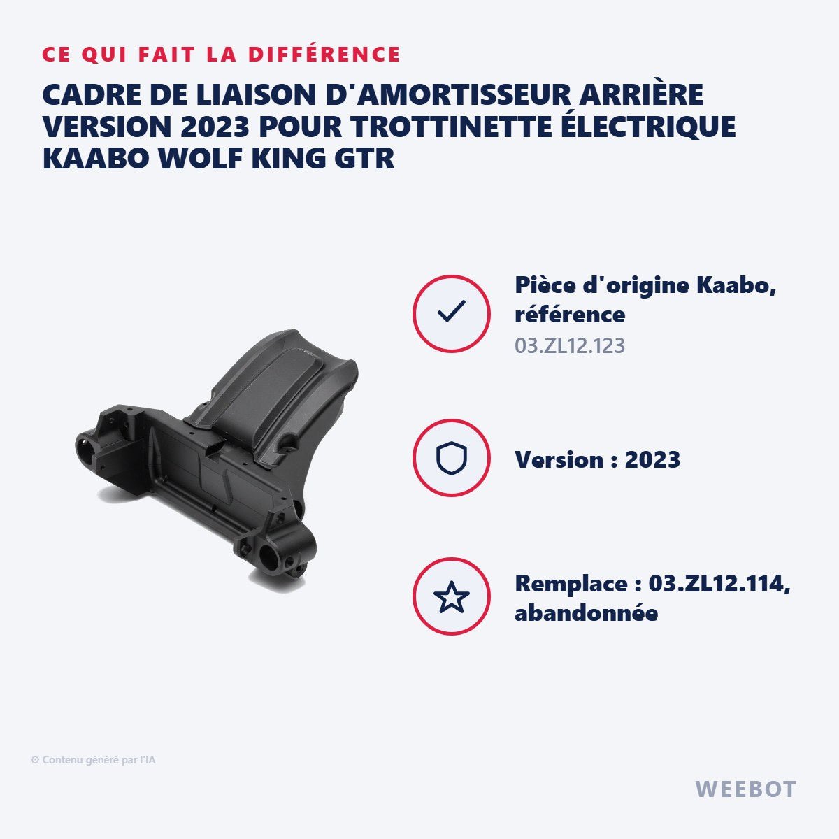 Cadre de Liaison d'Amortisseur Arrière Version 2023 pour Trottinette Électrique Kaabo Wolf King GTR - Weebot