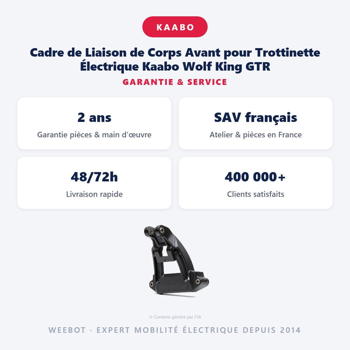 Cadre de Liaison de Corps Avant pour Trottinette Électrique Kaabo Wolf King GTR - Weebot