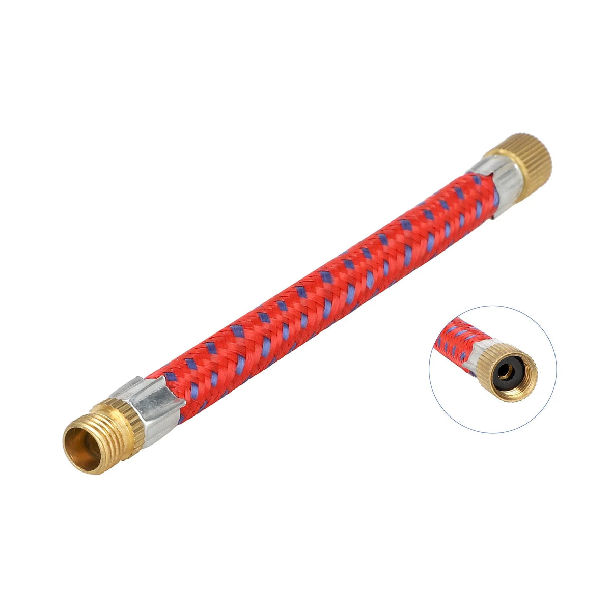 Rallonge de valve de gonflage flexible tressée rouge et bleue de 10,7 cm avec embout en laiton