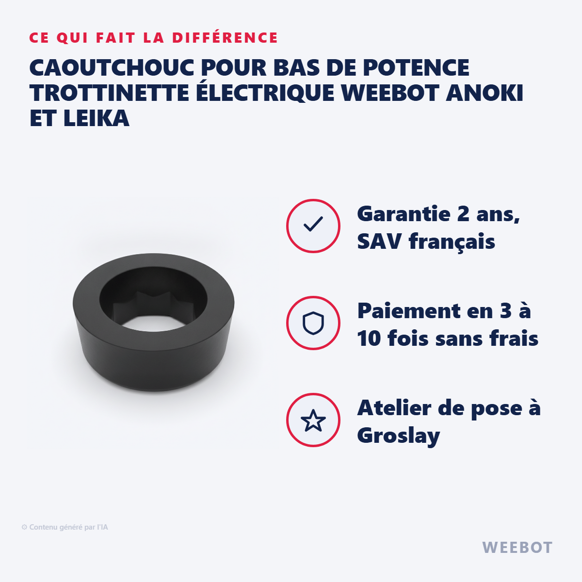 Caoutchouc pour Bas de Potence Trottinette Électrique Weebot Anoki et Leika : les points forts