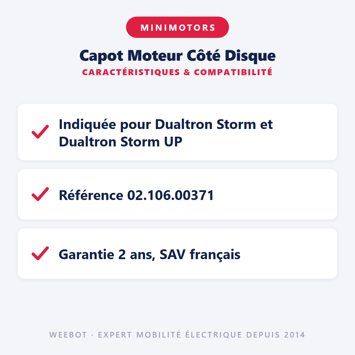 Capot Moteur Côté Disque : caractéristiques et compatibilité