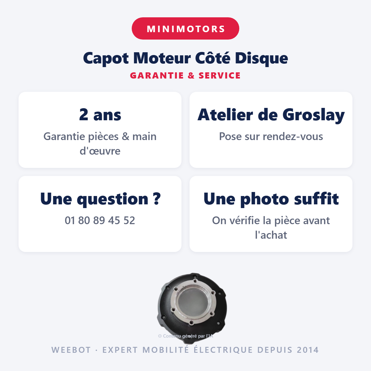 Capot Moteur Côté Disque : garantie 2 ans et service après-vente