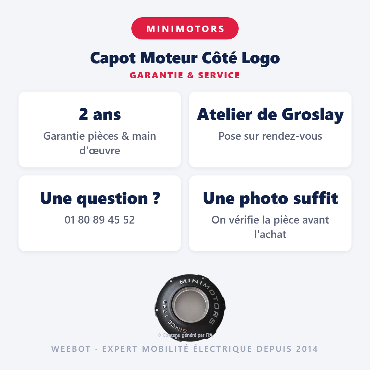 Capot Moteur Côté Logo : garantie 2 ans et service après-vente