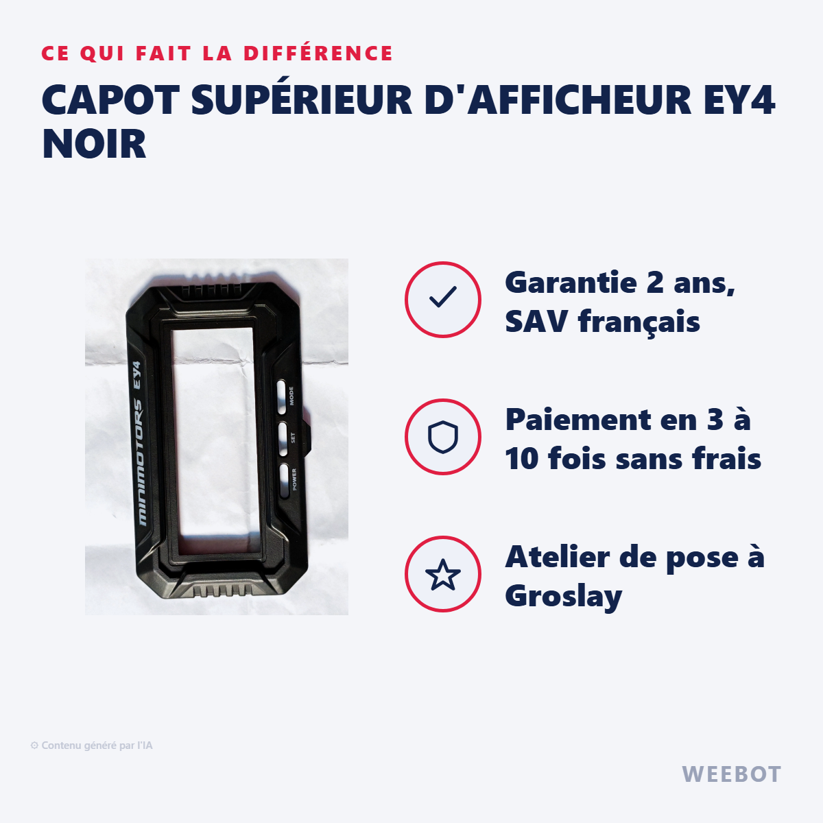 Capot Supérieur d'Afficheur EY4 Noir : les points forts