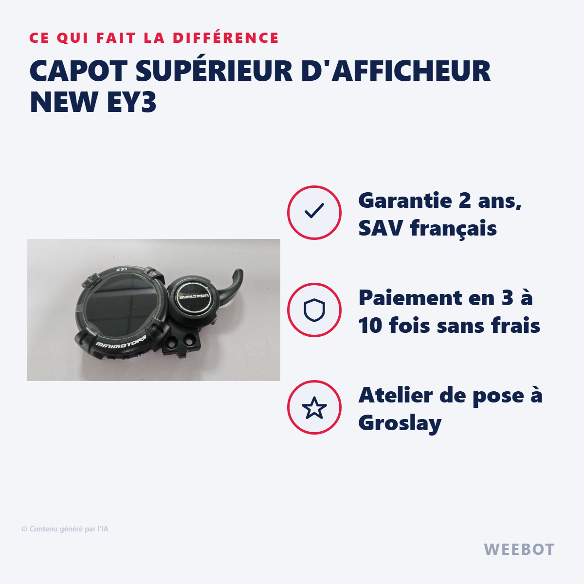 Capot Supérieur d'Afficheur NEW EY3 : les points forts