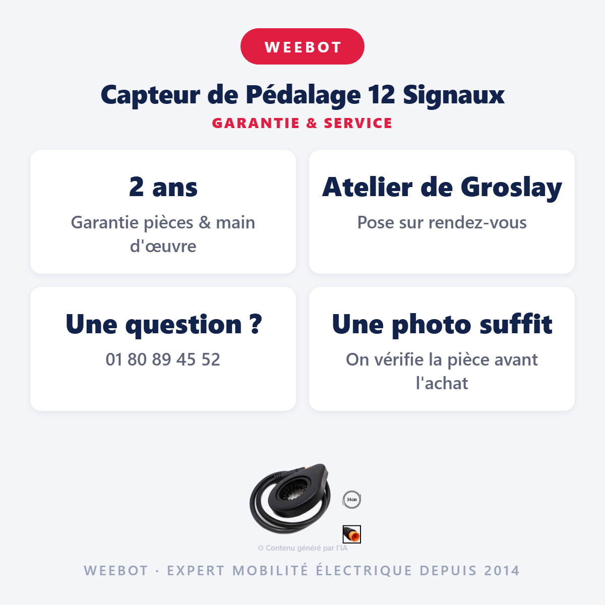 Capteur de Pédalage 12 Signaux : garantie 2 ans et service après-vente